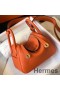 Hermes Lindy Mini Bag In Orange Clemence Leather GHW
