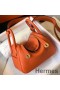 Hermes Lindy Mini Bag In Orange Clemence Leather GHW