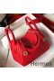 Hermes Lindy Mini Bag In Red Clemence Leather GHW