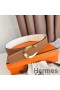 Hermes Luck Reversible Belt 38MM in Gold and White Epsom Calfskin