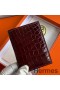 Hermes MC² Euclide Card Holder in Bordeaux Shiny Alligator Leather