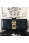 Hermes Medor Clutch Bag In Black Crocodile Leather