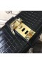 Hermes Medor Clutch Bag In Black Crocodile Leather