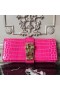 Hermes Medor Clutch Bag In Rose Red Crocodile Leather