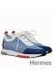 Hermes Men's Addict Sneakers In Bicolor Blue Knit