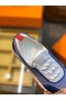 Hermes Men's Addict Sneakers In Bicolor Blue Knit