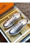 Hermes Men's Avantage Sneakers In Grey Metallic Leather