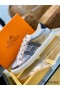 Hermes Men's Avantage Sneakers In Grey Metallic Leather