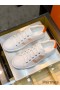 Hermes Men's Avantage Sneakers In White/Orange Calfskin