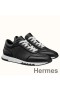 Hermes Men's C - Addict Sneakers In Black Perforated calfskin