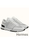 Hermes Men's C - Addict Sneakers In White Perforated Calfskin