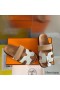 Hermes Men's Chypre Sandals In Canvas with Brown Leather