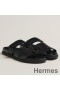 Hermes Men's Chypre Sandals in Black Calfskin