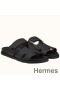 Hermes Men's Chypre Sandals in Black Epsom Calfskin