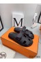 Hermes Men's Chypre Sandals in Black Epsom Calfskin