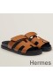 Hermes Men's Chypre Sandals in Brown Calfskin