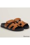 Hermes Men's Chypre Sandals in Brown Calfskin