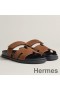 Hermes Men's Chypre Sandals in Brown Suede Calfskin