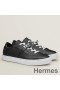 Hermes Men's Day Sneakers in Black Leather