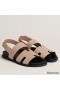 Hermes Men's Genius Sandals In Beige Suede Calfskin