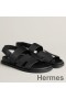 Hermes Men's Genius Sandals In Black Calfskin