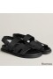 Hermes Men's Genius Sandals In Black Calfskin