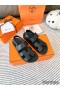 Hermes Men's Genius Sandals In Black Calfskin