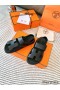 Hermes Men's Genius Sandals In Black Calfskin