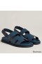 Hermes Men's Genius Sandals In Blue Calfskin