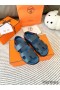 Hermes Men's Genius Sandals In Blue Calfskin
