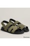 Hermes Men's Genius Sandals In Green Suede Calfskin