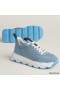 Hermes Men's Impulse Sneakers in Blue Fabric and Leather