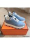 Hermes Men's Impulse Sneakers in Blue Fabric and Leather