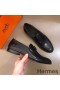Hermes Men's Paris Loafers In Black Calfskin