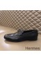 Hermes Men's Paris Loafers In Black Calfskin
