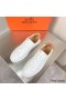 Hermes Men's Quicker Sneakers In White Calfskin