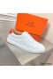 Hermes Men's Quicker Sneakers In White Calfskin