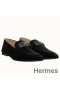 Hermes Men's Tenor Loafers In Black Suede Leather