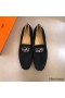 Hermes Men's Tenor Loafers In Black Suede Leather