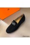 Hermes Men's Tenor Loafers In Black Suede Leather