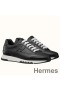 Hermes Men's Trail Sneakers In Black Calfskin Leather
