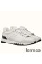 Hermes Men's Trail Sneakers In White Calfskin Leather