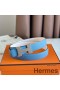 Hermes Mini Constance 24mm Belt in Blue Epsom Leather and White Swift Leather