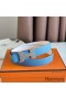 Hermes Mini Constance 24mm Belt in Blue Epsom Leather and White Swift Leather