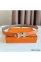 Hermes Mini Constance 24mm Belt in Orange Epsom Leather and Blue Swift Leather