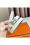 Hermes Mini Constance 24mm Belt in White Epsom Leather and Gold Swift Leather