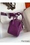 Hermes Mini Lindy Handmade Bag In Anemone Clemence Leather