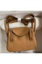Hermes Mini Lindy Handmade Bag In Biscuit Clemence Leather