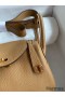 Hermes Mini Lindy Handmade Bag In Biscuit Clemence Leather