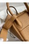 Hermes Mini Lindy Handmade Bag In Biscuit Clemence Leather